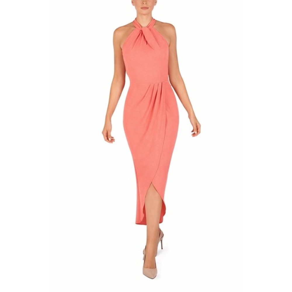 JULIA JORDAN Knot-Neck Tulip-Hem Cocktail Chic‎ Midi Dress Size 12 NWT